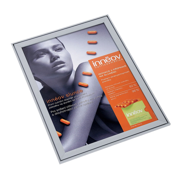 Designer Snap-Open Poster Frame Isometric View PF-M37-18-24 #Color_Silver