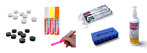 Markers and Magnets for bulletin boards, chalkboards and whiteboards