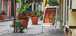 Sandwich Boards for Restaurants, Bars, Cafes. Attractive Sidewalk Signs with custom printed graphics or write-on A-Frame Signs with Chalkboards.