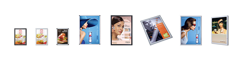 Sign Frames and Sign Displays with snap-open and swing-open mechanism