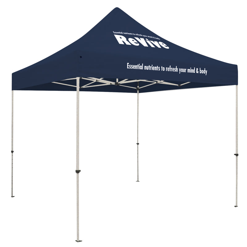 Standard Tent with 2 Imprints on Navy Canopy