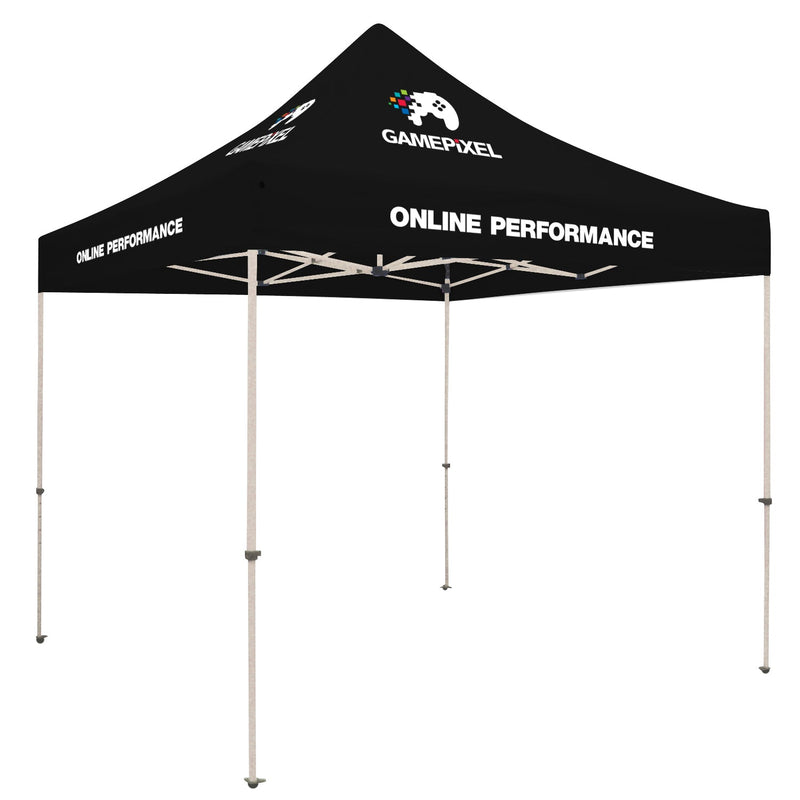 Standard Tent with 8 Imprints on Black Canopy