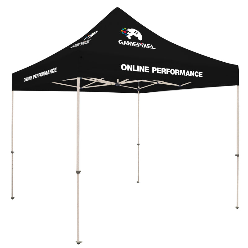 Standard Tent with 4 Imprints on Black Canopy