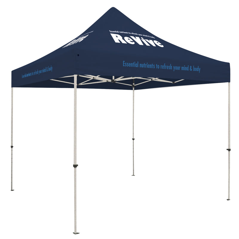 Standard Tent with 4 Imprints on Navy Canopy