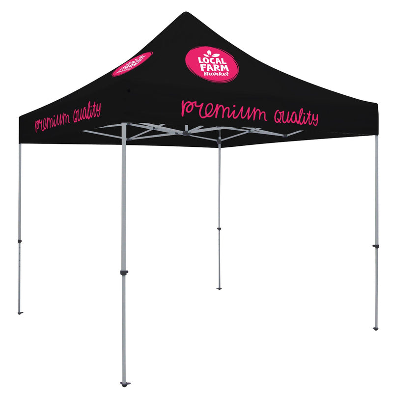 Deluxe Tent with 8 Imprints on Black Canopy
