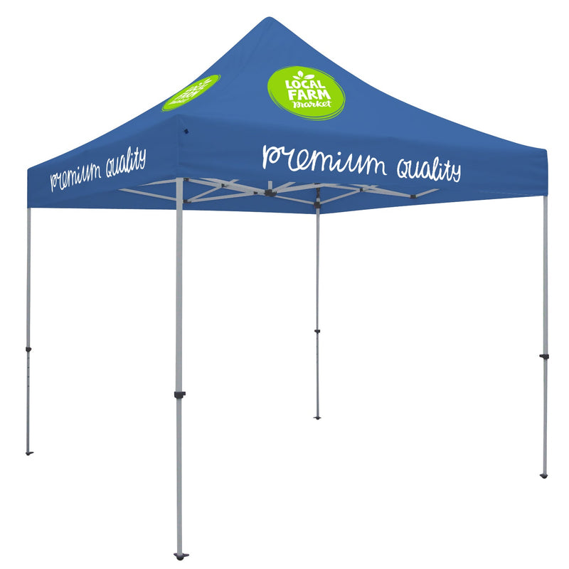 Deluxe Tent with 8 Imprints on Cobalt Canopy