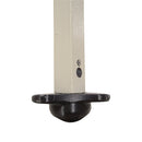 Close up of standard tent leg base for securing to ground