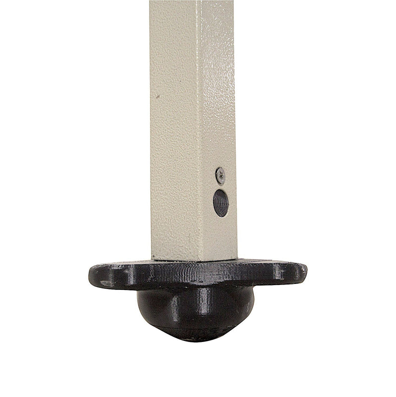Close up of standard tent leg base for securing to ground