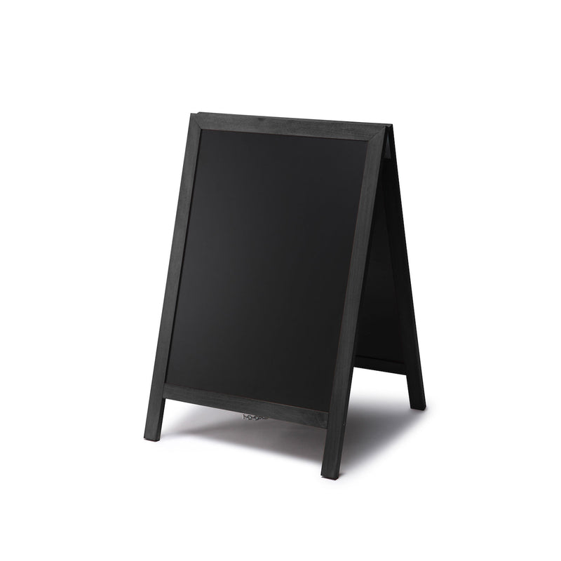 32 inch tall A-frame chalkboard sign back of deluxe hardwood with a black wet erase surface AF-CH-BL-32