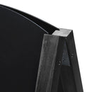 Corner view of black A-frame chalkboard AF-CH-BL-RB-34