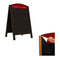 Removable chalkboard sticker with branding on black A-frame chalkboard sidewalk sign AF-CH-BL-RB-34