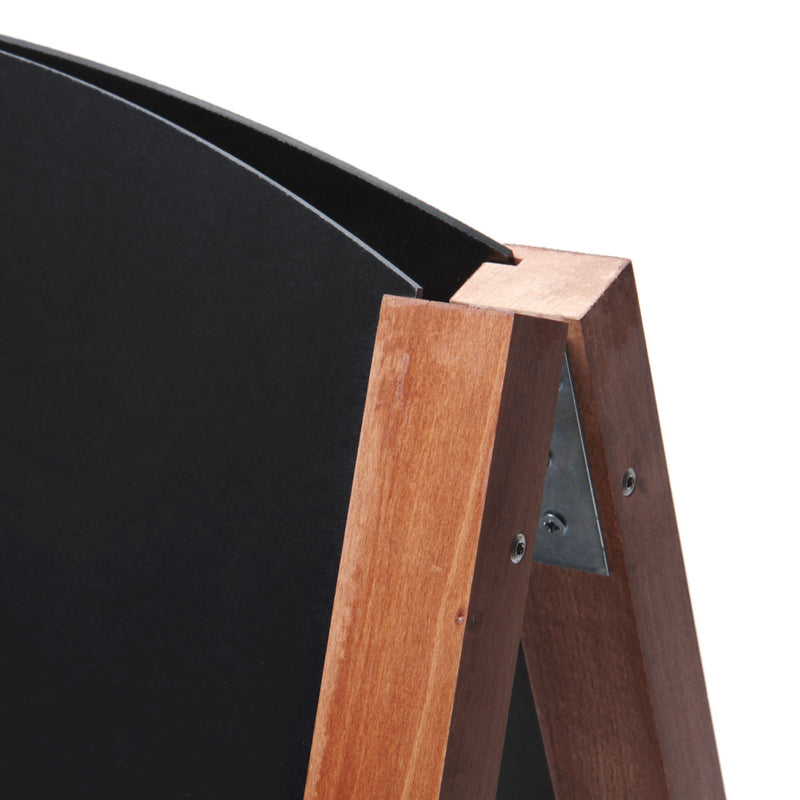 Corner detailed view of brown A-frame chalkboard AF-CH-BR-RB-48