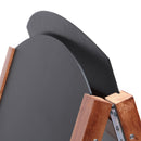 Top view of double sided A-frame chalkboard in brown showcasing two different sizes of removable boards AF-CH-BR-RB-48
