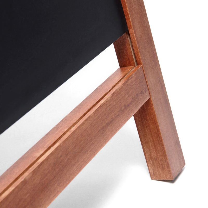 Close up of brown A-frame chalkboard legs and base of frame AF-CH-BR-RB-48
