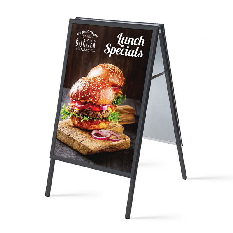 Black A-frame sign with burger lunch special AF-SN-24-36