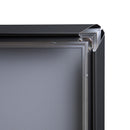 Corner view of black A-frame with snap edges opened AF-SN-BL