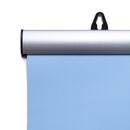 Corner view of closed poster hanging snap rail