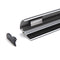 Inserting end cap into banner rail with snap opened