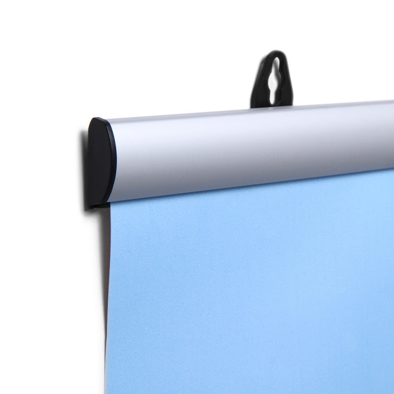 Silver poster rail mounted on the wall