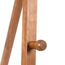 Close up of wooden pegs that hold up the chalkboard on the brown easel EASEL-W-LB