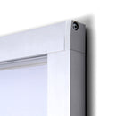 Corner view of magnetic enclosed notice board EBB-SW-ME-O