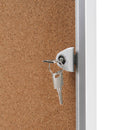 Close up of key and lock for cork bulletin board ECB-SW-CO-2026-4