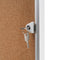Close up of key and lock for cork bulletin board ECB-SW-CO-2026-4