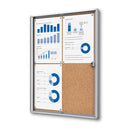 Enclosed bulletin board with cork backing displaying 4 sheets ECB-SW-CO-2026-4