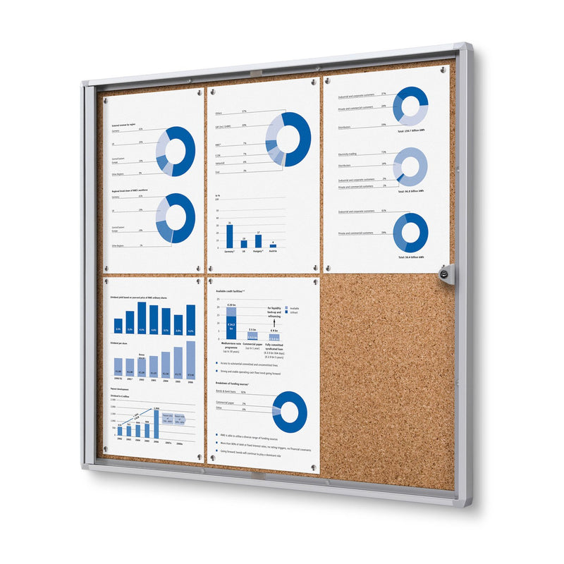 Large cork enclosed bulletin board featuring 6 pages ECB-SW-CO-2826-6