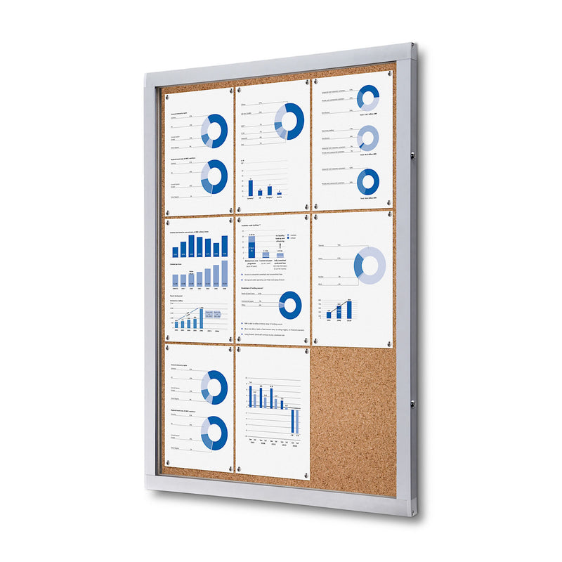Silver enclosed notice board with 8 pages ECB-SW-CO-O-2940-9