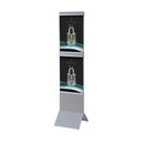 Floor sign base with two poster boards held in with poster rails