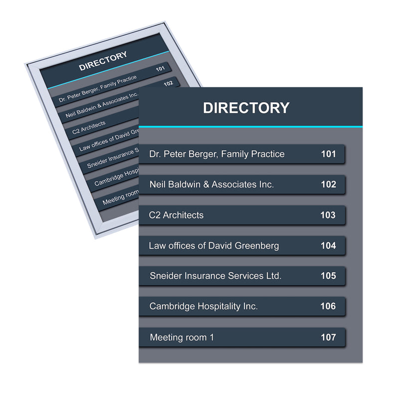 Office Sign Frame - Directory Printed on Poster GR-DF-M37-18-24