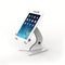 Mounted iPad in white iPad counter stand with screen on IPAD-CS-GR-WH-10