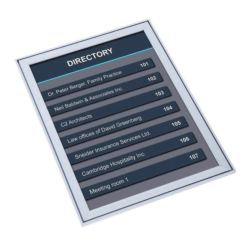 Isometric view of silver aluminum designer poster with snap frames PF-M37-18-24