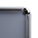 Corner of open poster frame with rounded corner.