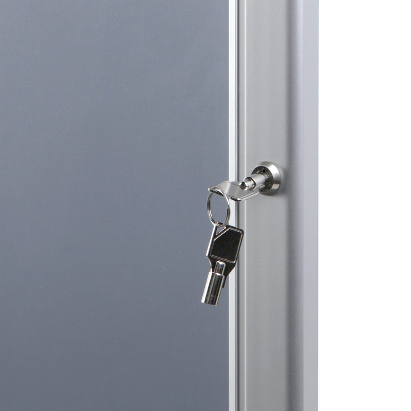 Lock with keys on poster cabinet