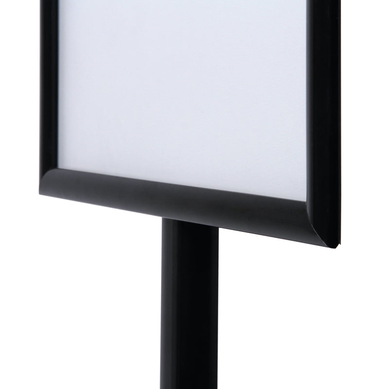 Black Poster Stand with aluminum post and Snap Frame