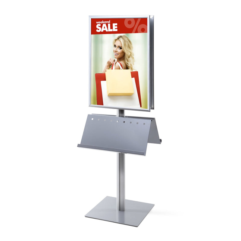 Poster Stand with literature holder and poster snap frame - double sided