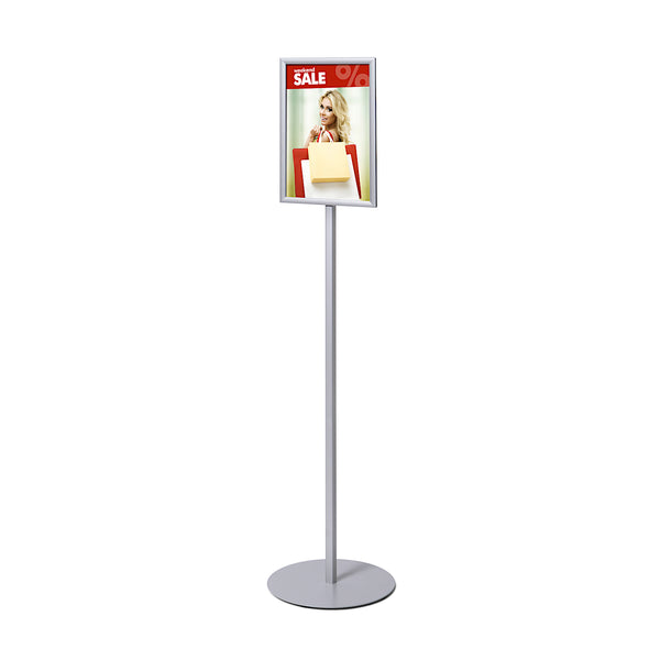 Sign Stand for Floor with Snap Open Frame, Portrait or Landscape Sign Holder Mount #Color_Silver