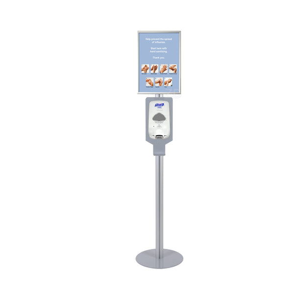 Sign Stand with Hand Sanitizer Mounting Plate and Snap Frame
