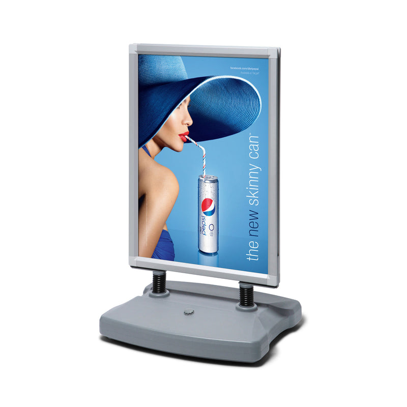 Sidewalk Sign with 2 Posters, Water base with 2 Built-in Wheels, Double-Sided Snap Open Frame, GR-WTR-24-36