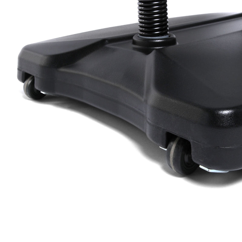 Casters attached to the base of Water Base Sidewalk Sign GR-WTR-BL-22-28