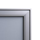 Closed edges of designer snap frame front view of corner