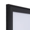 Cornerview of Black Enclosed Bulletin Board with Swing Door, Locking. Premium quality, designed for indoor use
