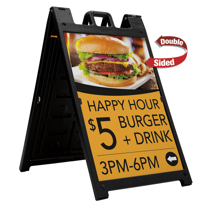 Plastic Sidewalk Sign for Poster Boards, Deluxe, Durable Plastic A-Frame Sign, Fillable Frame
