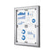 Enclosed Bulletin Board with Swing Door, Locking. Premium quality, designed for indoor use. Fits 4 pages #Color_Silver