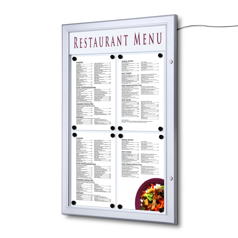 Menu Case with light, fits 4 pages