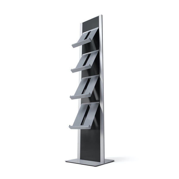 Literature Stand with Metal Brochure Trays #Color_Black