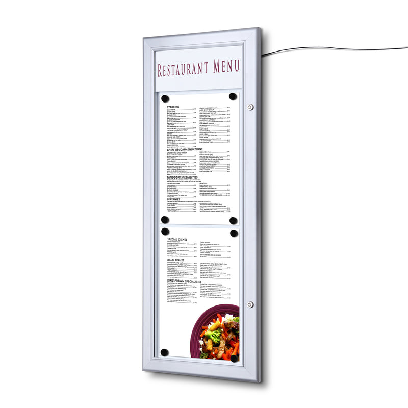 LED Menu Case, vertical, fits 2 pages