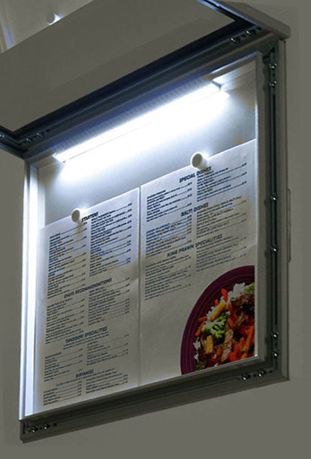 Menu Board Stand | with Logo Panel | with Illuminated Option | Indoor or Outdoor | Silver